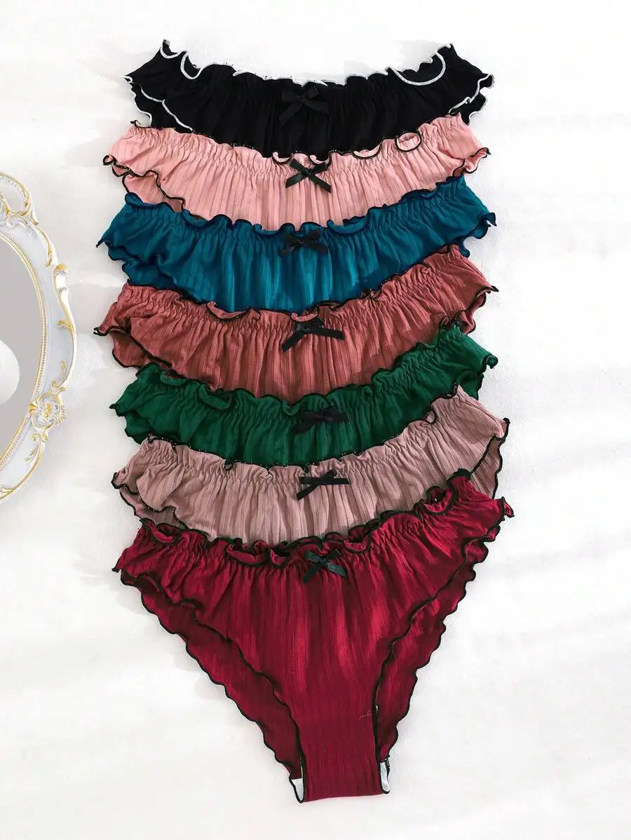 7pcs Set Ruffled Ribbed Bikini Brief Panties For Women
7pcs Set Ruffled Ribbed Bikini Brief Panties For Women