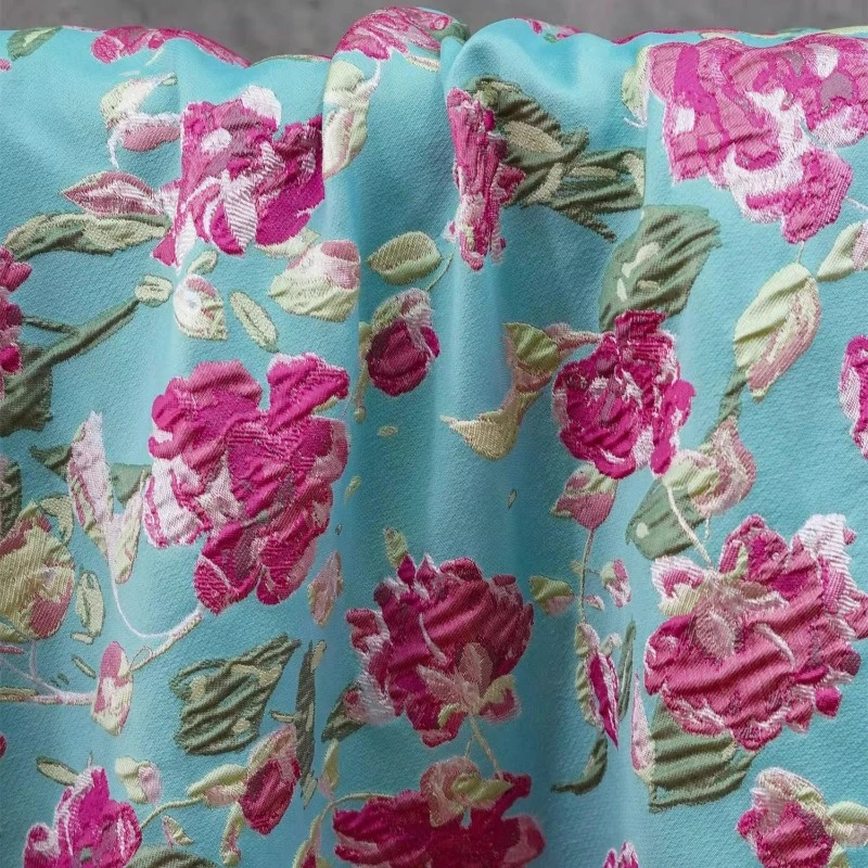 L100XW143CM Jacquard Fabric Blue Background Pink Flowers Embossed Elegant Dress Fashion Vest Decorative Fabric For Sewing
L100XW143CM Jacquard Fabric Blue Background Pink Flowers Embossed Elegant Dress Fashion Vest Decorative Fabric For Sewing