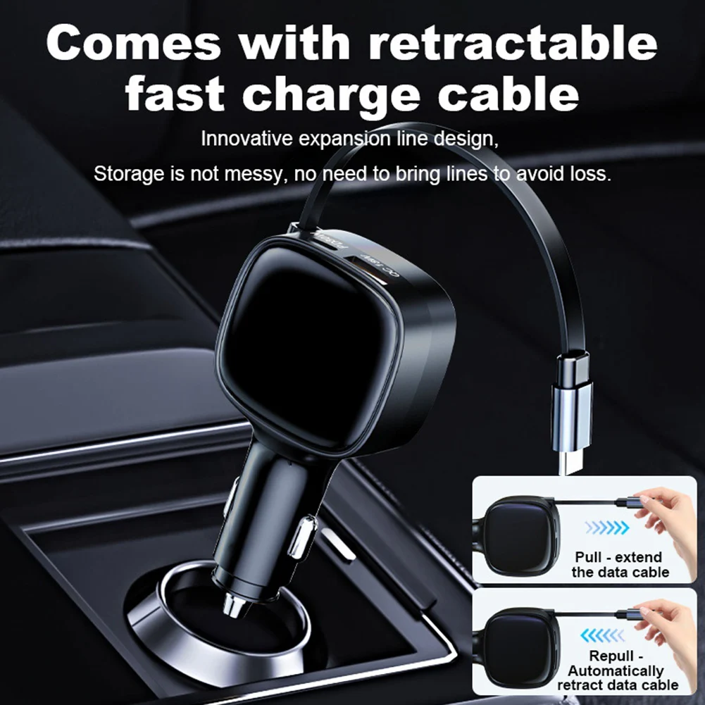 84W Car MP3 Player PD TC Fast Car Charger With 2 Retractable Cables For Phone Automotive Electronics Car Audio Part
84W Car MP3 Player PD TC Fast Car Charger With 2 Retractable Cables For Phone Automotive Electronics Car Audio Part