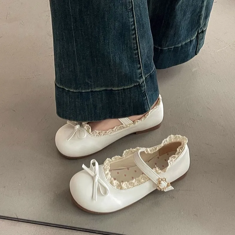 Women's Fashion Single Shoes Spring New Round Head Shallow Mouth Butterfly Knot Metal Buckle Soft Sole Non-slip Flat Shoes 2025
Women's Fashion Single Shoes Spring New Round Head Shallow Mouth Butterfly Knot Metal Buckle Soft Sole Non-slip Flat Shoes 2025