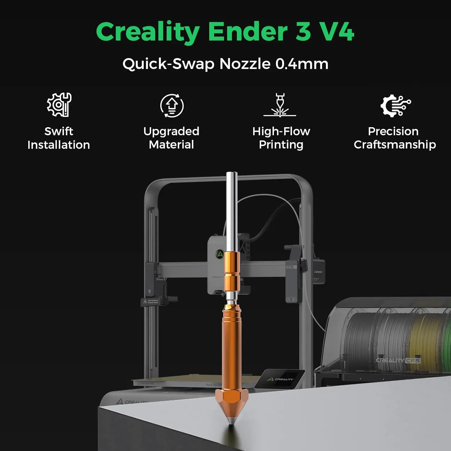 Оригинальный сопло Creality Ender 3 V4 0.4 мм, комплект сопел для 3D-принтера Unicorn, интегрированный комплект сопел с хотэндом для 3D-принтера Ender 3 V4
Оригинальный сопло Creality Ender 3 V4 0.4 мм, комплект сопел для 3D-принтера Unicorn, интегрированный комплект сопел с хотэндом для 3D-принтера Ender 3 V4