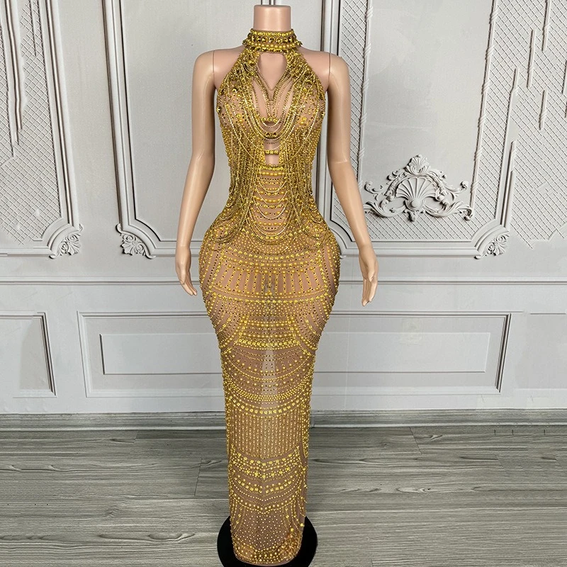 Golden Luxury Bright Diamond Wine Party Celebrity Temperament Dress Studio Exhibition Hall Model Performance Clothing Abendkleid
Golden Luxury Bright Diamond Wine Party Celebrity Temperament Dress Studio Exhibition Hall Model Performance Clothing Abendkleid