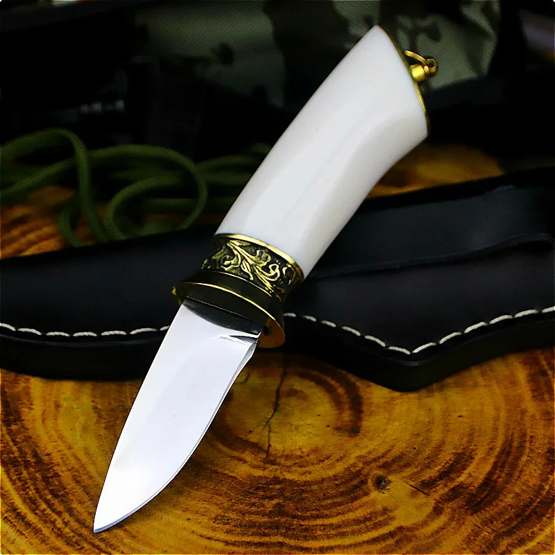 Mirror light white porcelain handle high-end outdoor sharp straight D2 steel hunting knife outdoor tactics collection gift knife
Mirror light white porcelain handle high-end outdoor sharp straight D2 steel hunting knife outdoor tactics collection gift knife