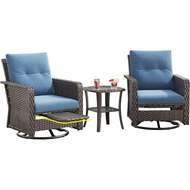 HWB 3 Pieces Outdoor Patio Furniture Set Padded Rocking Chair with Retractable Footrest, Bistro Table and Chairs Set of 2
HWB 3 Pieces Outdoor Patio Furniture Set Padded Rocking Chair with Retractable Footrest, Bistro Table and Chairs Set of 2