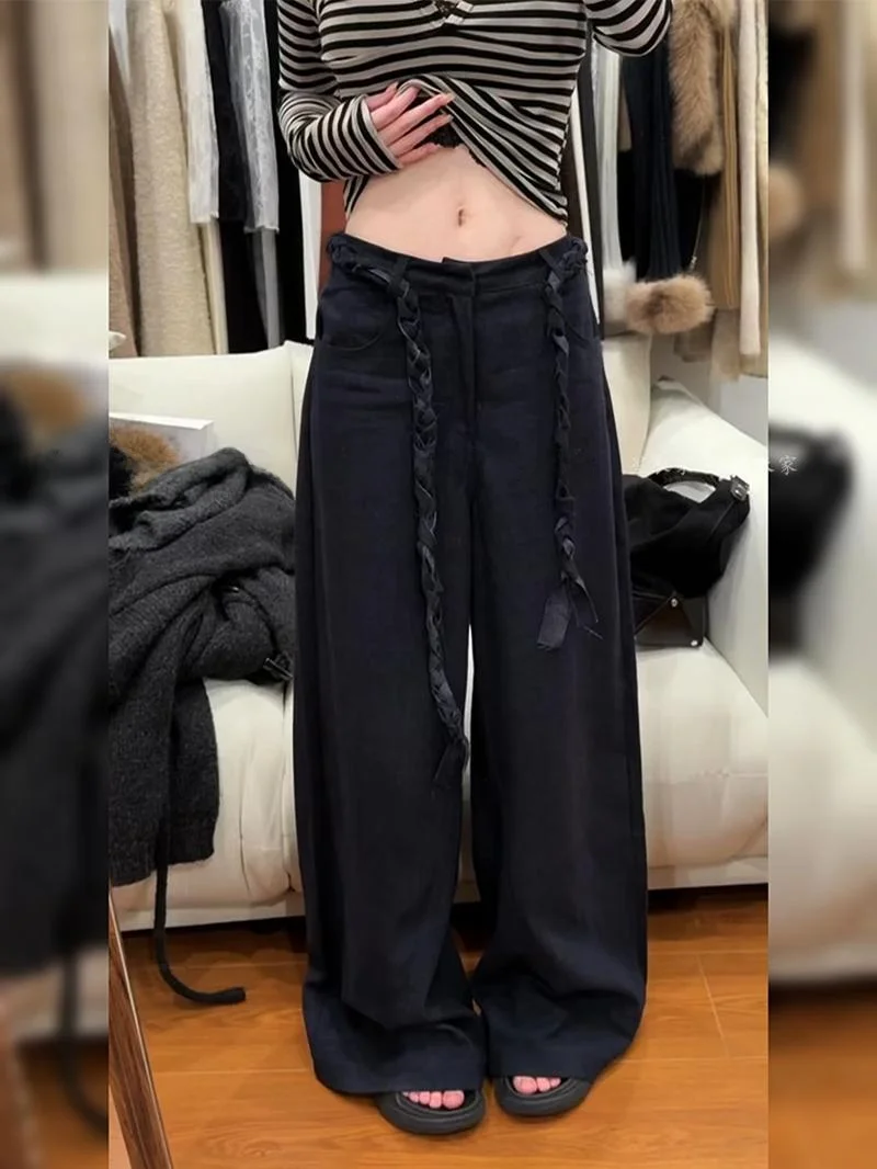 Modern American Spicy Girl Knitted Waist Belt Jeans Loose Feeling Floor-Length Pants Women's Summer New Style Wide Leg Jeans
Modern American Spicy Girl Knitted Waist Belt Jeans Loose Feeling Floor-Length Pants Women's Summer New Style Wide Leg Jeans
