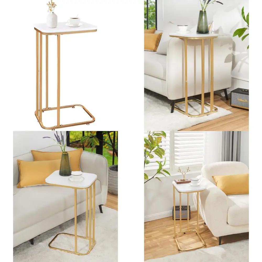 Приставной столик C-образной формы с золотисто-белой металлической рамой, высотой 27 дюймов, для дивана, софы или кровати, идеально подходит для гостиной и спальни, для небольшого телевизора
Приставной столик C-образной формы с золотисто-белой металлической рамой, высотой 27 дюймов, для дивана, софы или кровати, идеально подходит для гостиной и спальни, для небольшого телевизора
