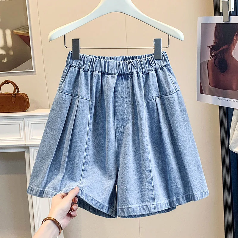 Thin Casual Pleated Denim Shorts Women Oversized Fashion Versatile Elastic High Waisted Loose Shorts Summer Lady Wide Leg Shorts
Thin Casual Pleated Denim Shorts Women Oversized Fashion Versatile Elastic High Waisted Loose Shorts Summer Lady Wide Leg Shorts