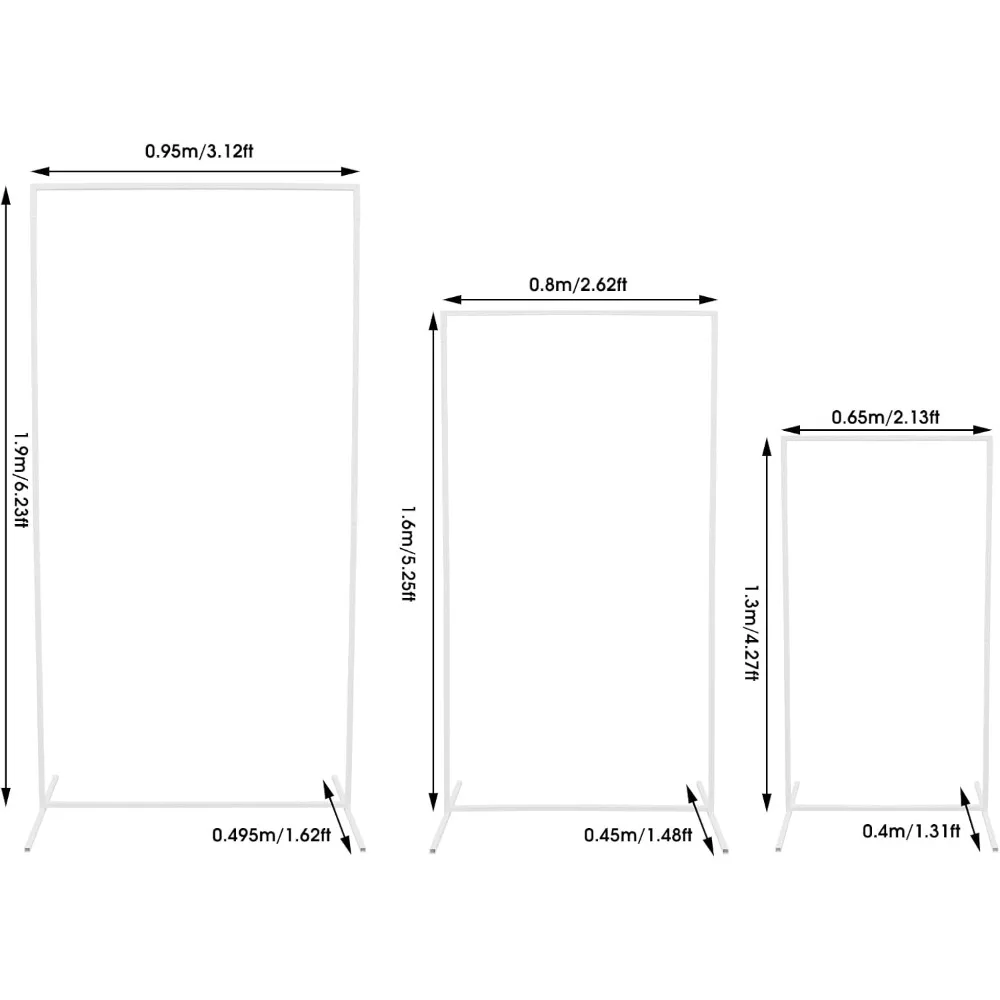 Wedding Arch, 3-Piece White Steel Frame Stand Set 0.65x1.3m 0.8x1.6m 0.95x1.9m, Durable Rust-Resistant Tube, Elegant Wedding Backdrop Decoration
Wedding Arch, 3-Piece White Steel Frame Stand Set 0.65x1.3m 0.8x1.6m 0.95x1.9m, Durable Rust-Resistant Tube, Elegant Wedding Backdrop Decoration