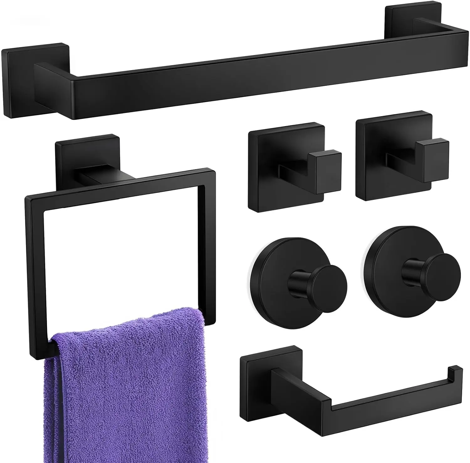 7-Piece Matte Black Bathroom Towel Bar Set with SUS304 Stainless Steel Wall Mounted Towel Racks for Bathroom
7-Piece Matte Black Bathroom Towel Bar Set with SUS304 Stainless Steel Wall Mounted Towel Racks for Bathroom