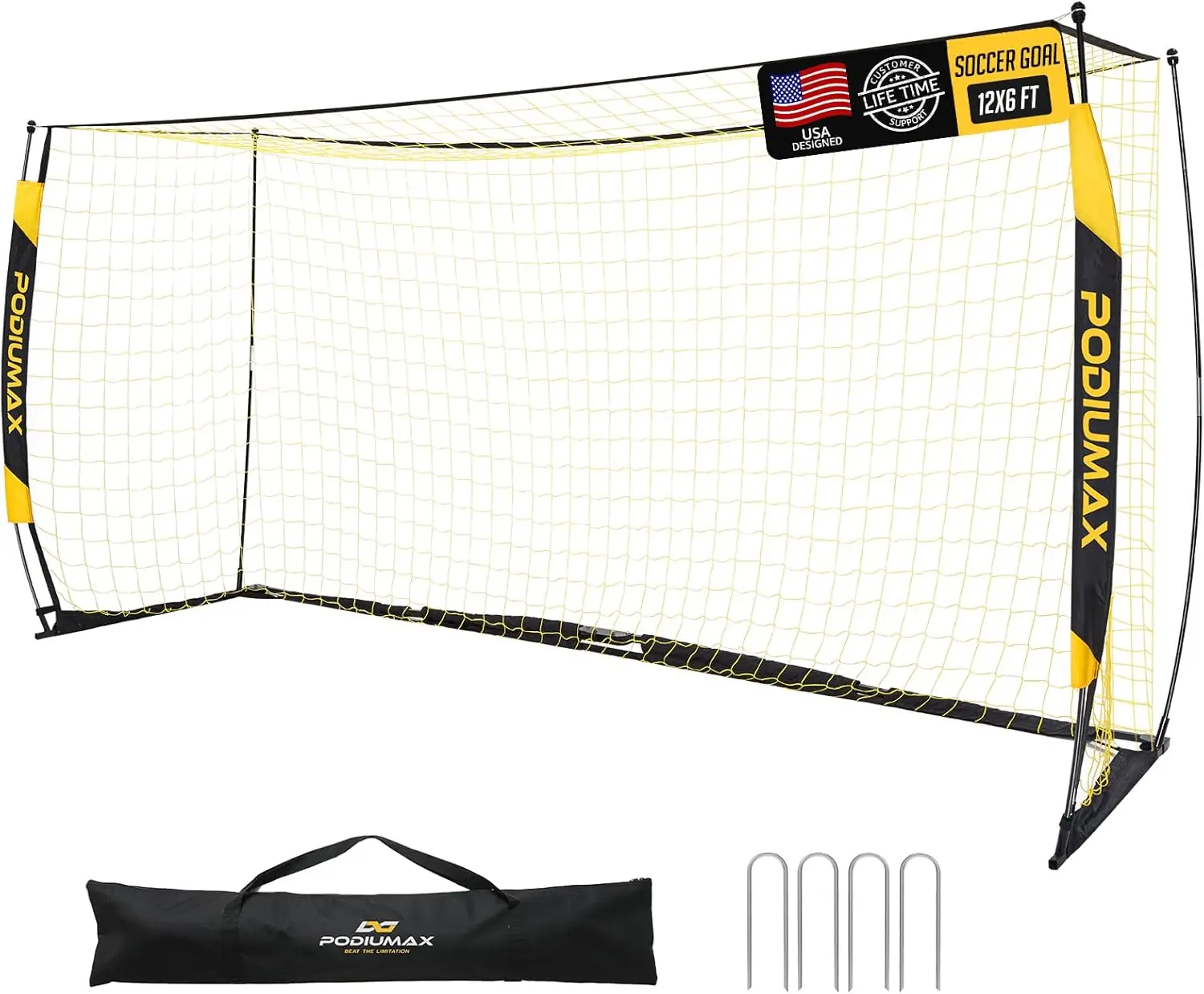 12x6FT Soccer Goal for Backyard Training, Collapsible Metal Frame, Portable with Carry Bag & Ground Stakes
12x6FT Soccer Goal for Backyard Training, Collapsible Metal Frame, Portable with Carry Bag & Ground Stakes