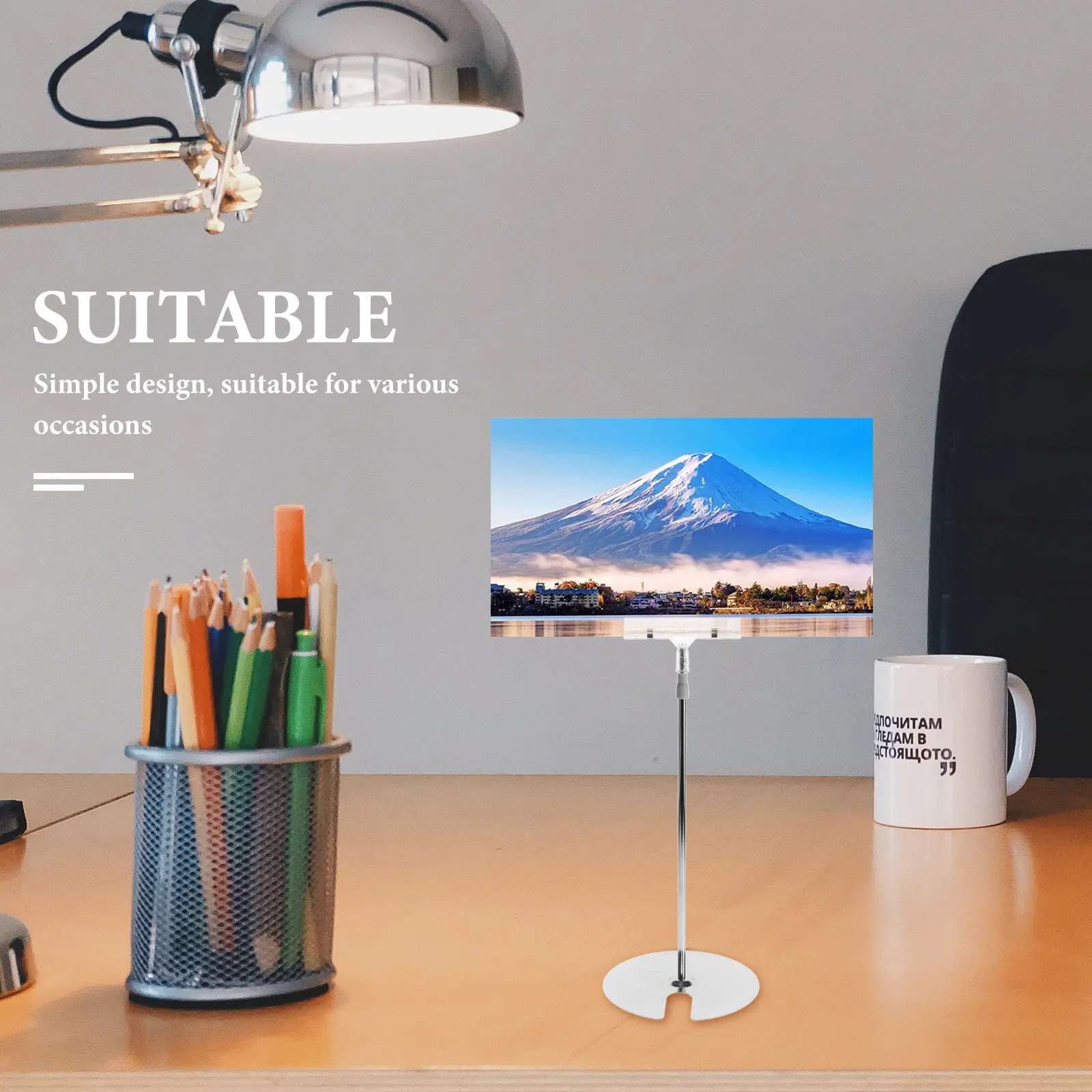 Adjustable T Shaped Poster Stand for Desktop Use ABS and Stainless Steel Construction Easy Setup No Tools Required Banner Holder
Adjustable T Shaped Poster Stand for Desktop Use ABS and Stainless Steel Construction Easy Setup No Tools Required Banner Holder