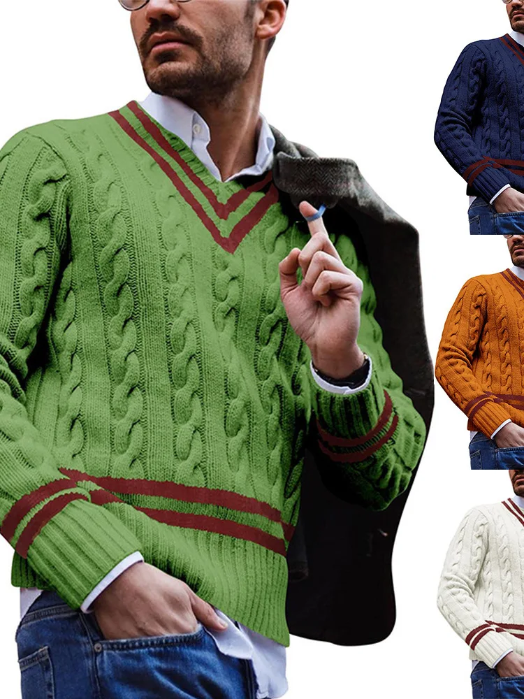 Men's V-Neck Knitted Sweater Stripe Color Block Autumn Winter Fashion Straight Tube Long Sleeve Collar Cotton Blend Sweater
Men's V-Neck Knitted Sweater Stripe Color Block Autumn Winter Fashion Straight Tube Long Sleeve Collar Cotton Blend Sweater