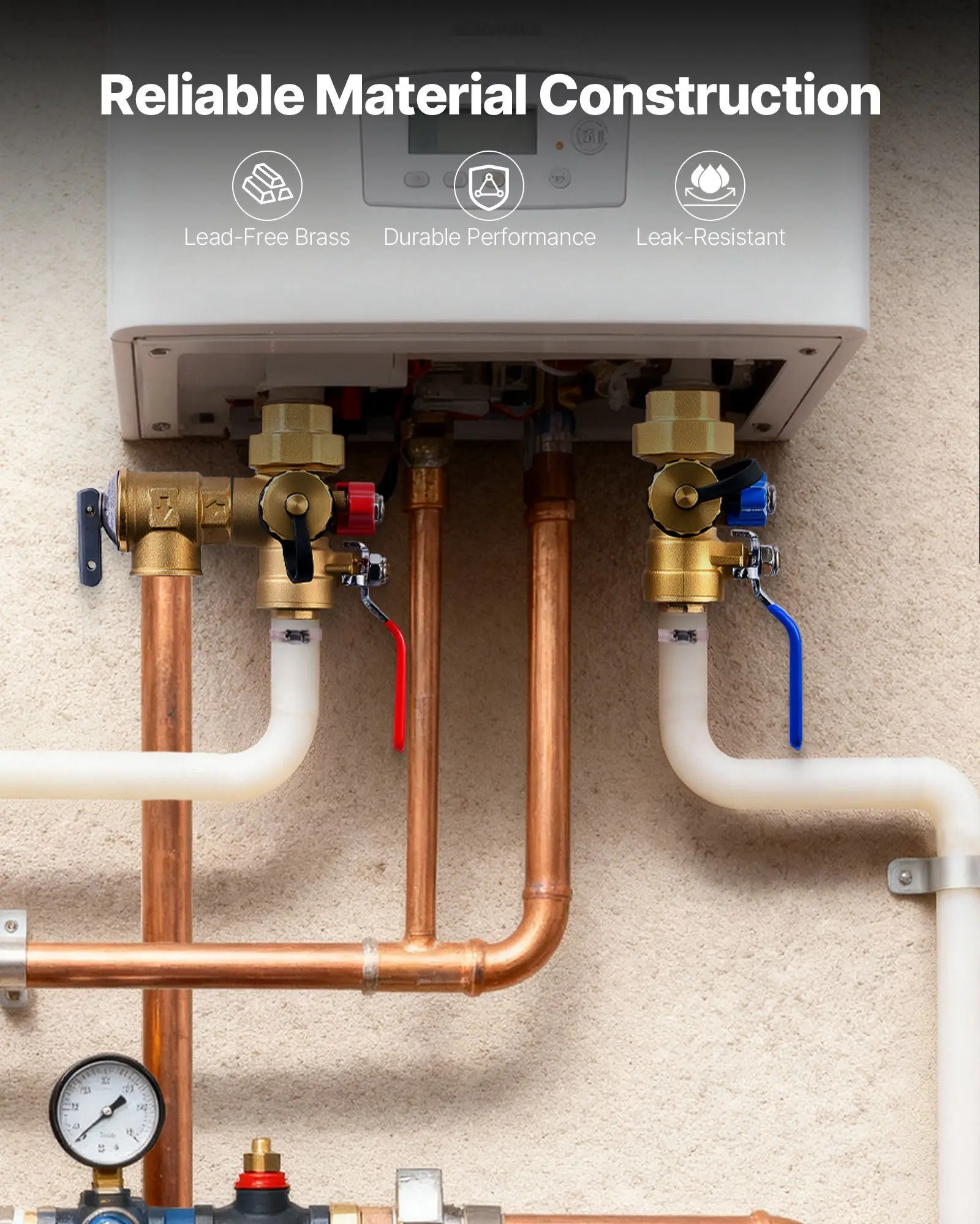 Water Heater Kit, 3/4 Inch Tankless Water Heater Service Valve Kit with 2PCS 3/4″ NPT to 3/4″ PEX-B Isolation Valves, Pressure
Water Heater Kit, 3/4 Inch Tankless Water Heater Service Valve Kit with 2PCS 3/4″ NPT to 3/4″ PEX-B Isolation Valves, Pressure