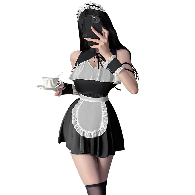 Women Classic Maid Cosplay Uniform Costume Sexy Lingerie Set Mini Dress Ruffle Apron Headband Cuffs for Halloween Themed Party
Women Classic Maid Cosplay Uniform Costume Sexy Lingerie Set Mini Dress Ruffle Apron Headband Cuffs for Halloween Themed Party