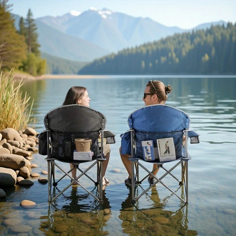 1pc Oversized Camping Folding Chair, 500 Lbs Heavy-Duty Outdoor Lounge Chair with Cooler Bag, Side Mesh Pocket, Cup Holder & Storage Bag, Portable Foldable Sports Chair for Lawn Beach Camping Hiking Travel
1pc Oversized Camping Folding Chair, 500 Lbs Heavy-Duty Outdoor Lounge Chair with Cooler Bag, Side Mesh Pocket, Cup Holder & Storage Bag, Portable Foldable Sports Chair for Lawn Beach Camping Hiking Travel