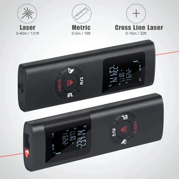 미니 스마트 레이저 거리 계량기 측정 적외선 거리 측정기, USB 충전식 휴대용 레이저 거리 측정기 도구, 40m, 60m