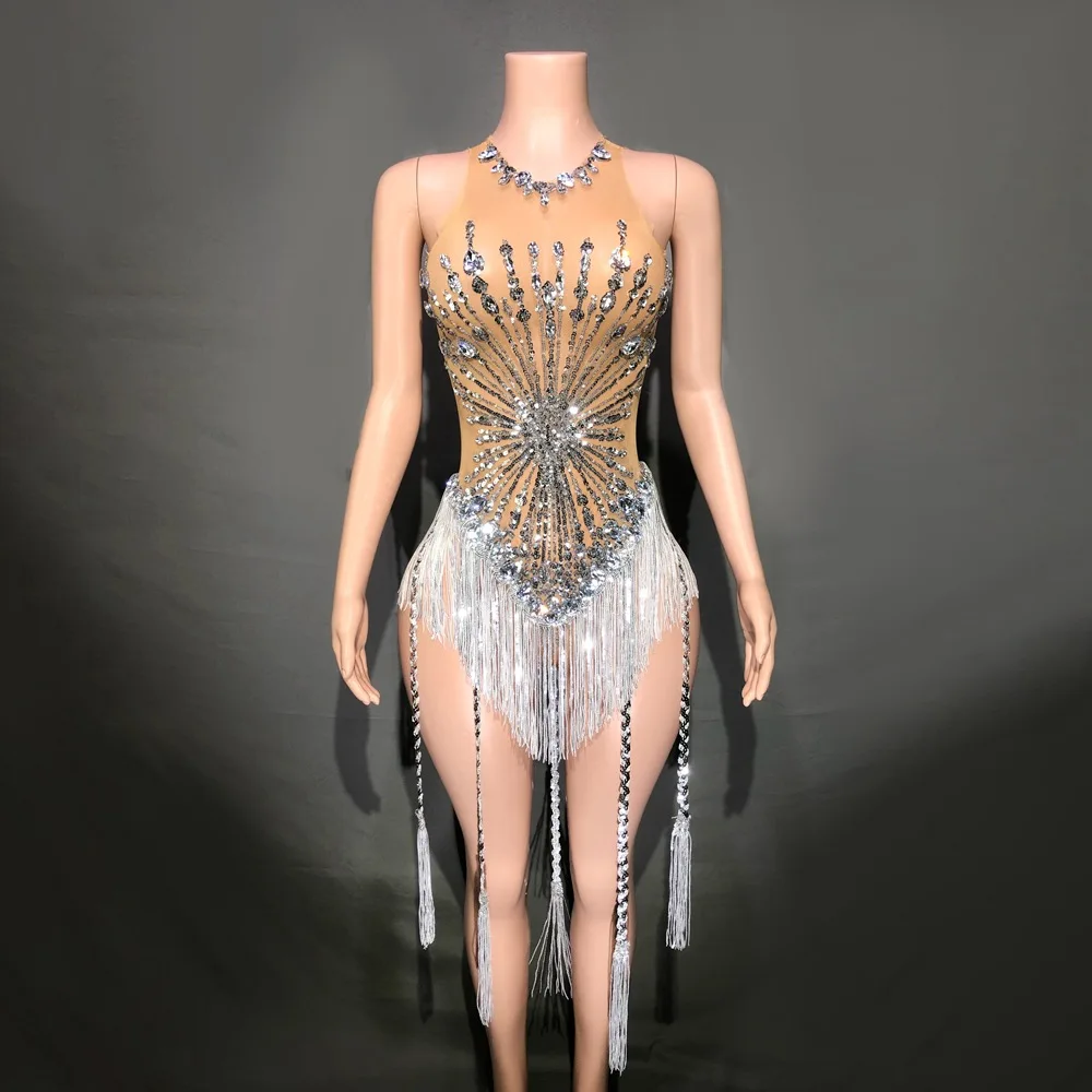Large Area Sequined Tassel Rhinestones Long Braids Mesh Shiny Sexy Party Nightclub Dance Suit Woman Vestidos De Fiesta Elegantes
Large Area Sequined Tassel Rhinestones Long Braids Mesh Shiny Sexy Party Nightclub Dance Suit Woman Vestidos De Fiesta Elegantes