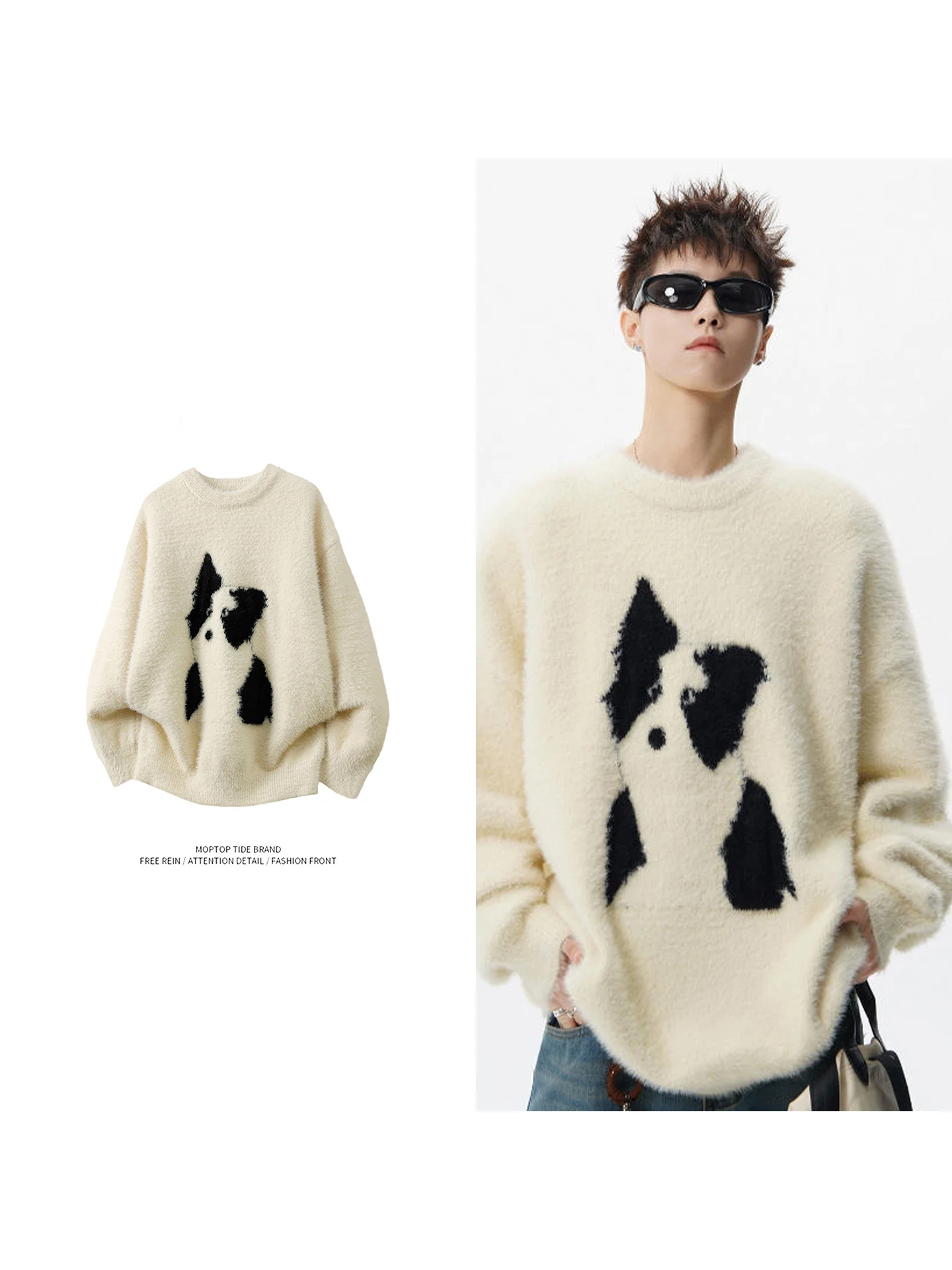 Мужской зимний свитер с американским мультяшным принтом собаки, круглый вырез, вязаный, свободный крой, повседневный, для пар, с длинными рукавами
Мужской зимний свитер с американским мультяшным принтом собаки, круглый вырез, вязаный, свободный крой, повседневный, для пар, с длинными рукавами