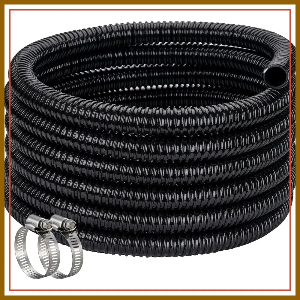 1-1/4" x 50ft Black Corrugated Flexible PVC Hose for Pond Pump, Fountain, Garden Waterfall - Non-toxic & Kinkproof with 2 Clamps
1-1/4" x 50ft Black Corrugated Flexible PVC Hose for Pond Pump, Fountain, Garden Waterfall - Non-toxic & Kinkproof with 2 Clamps