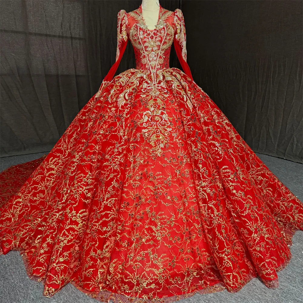 Luxury V-Neck Red Evening Gown With Customizable Long Sleeves Lace-Up Keyhole Back Crystal Beading Embroidery For Women
Luxury V-Neck Red Evening Gown With Customizable Long Sleeves Lace-Up Keyhole Back Crystal Beading Embroidery For Women