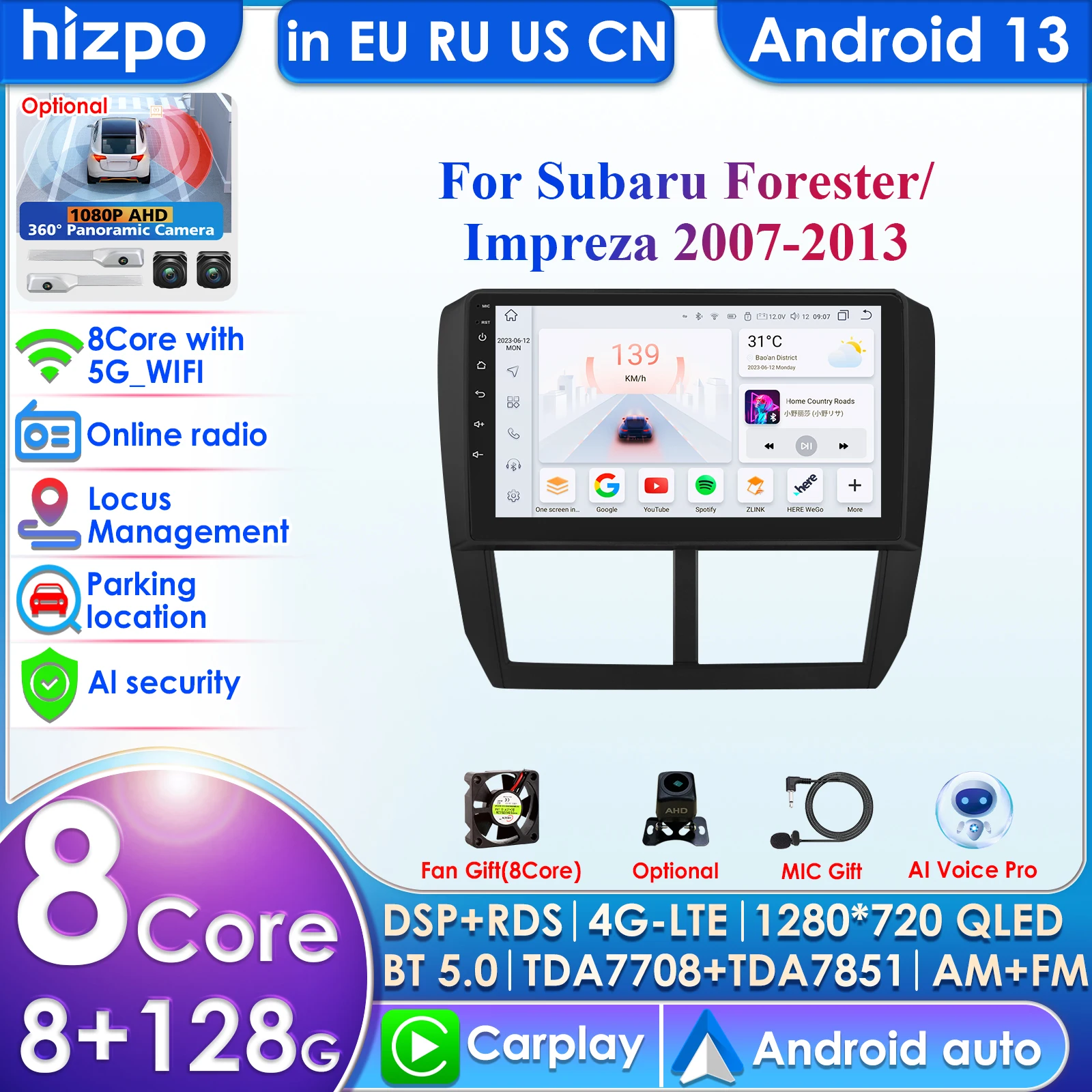 8G + 128G Android 13 Автомобильный радиоприемник для Subaru Forester 3 SH 2007-2013 для Impreza GH GE 2 Din Мультимедийный плеер 2Din Carplay Head Unit
8G + 128G Android 13 Автомобильный радиоприемник для Subaru Forester 3 SH 2007-2013 для Impreza GH GE 2 Din Мультимедийный плеер 2Din Carplay Head Unit