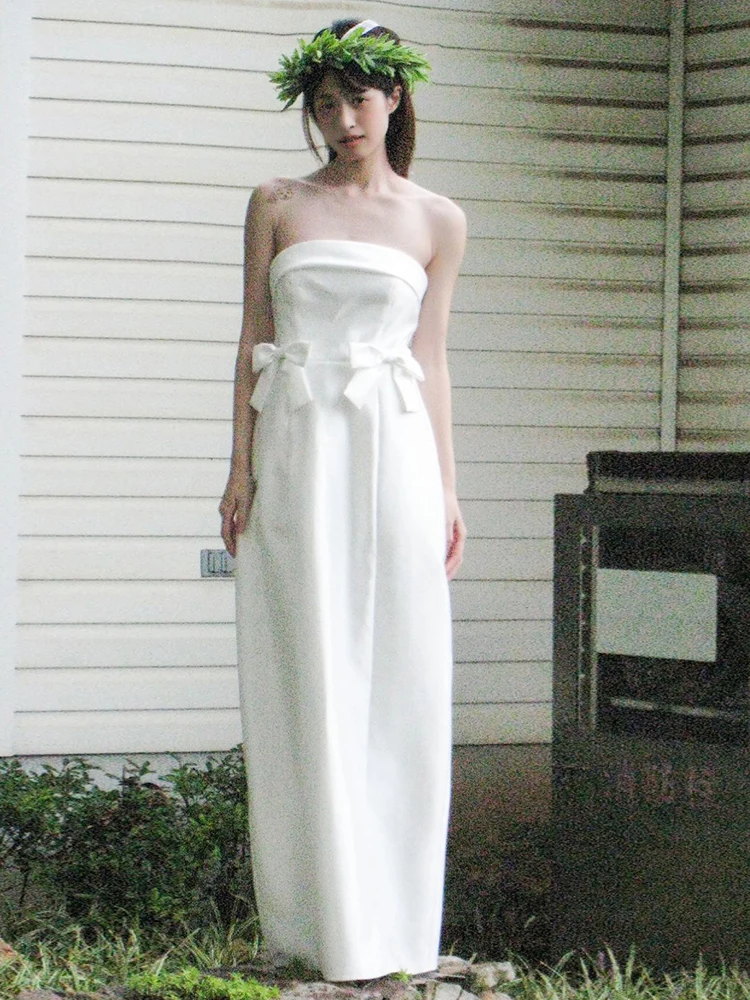 White Satin Bridesmaid Dr Simple Ele Neline Wedding Gown Long Skirt mid Waist for Registry Office And Engagement
White Satin Bridesmaid Dr Simple Ele Neline Wedding Gown Long Skirt mid Waist for Registry Office And Engagement