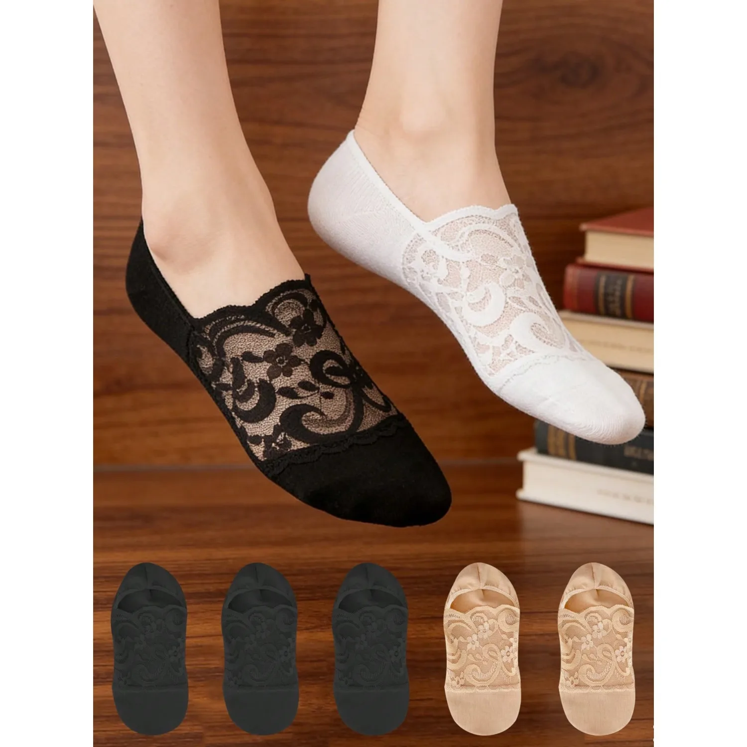 5 Pairs Women's Summer Fashion Non-Slip Solid Color Sheer Lace Pattern Breathable Invisible Short Socks
5 Pairs Women's Summer Fashion Non-Slip Solid Color Sheer Lace Pattern Breathable Invisible Short Socks