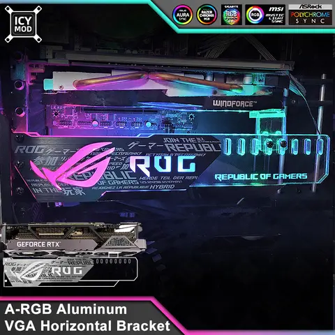 Video Card Aluminum Horizontal Support GPU Bracket 5V3Pin VGA Holder RGB MSI ROG NVIDIA A-RGB Metal AURA 12V MOD Customize