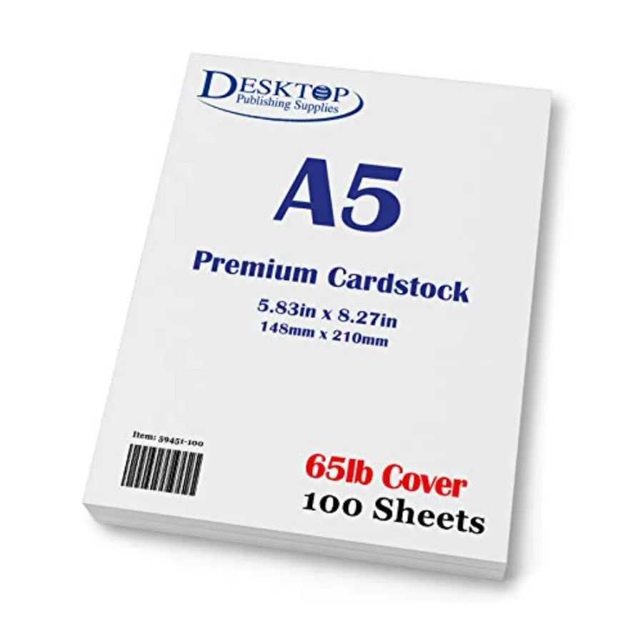 Premium A5 8.3"x 5.83" Cardstock - 65lb Cover (176 gsm) White
Premium A5 8.3"x 5.83" Cardstock - 65lb Cover (176 gsm) White