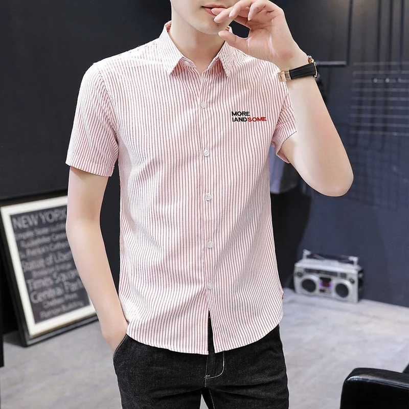 Summer New Cotton Striped Printed Shirt Men's Short-sleeved s Korean Fashion Regular Fit Business Casual Trend E93
Summer New Cotton Striped Printed Shirt Men's Short-sleeved s Korean Fashion Regular Fit Business Casual Trend E93