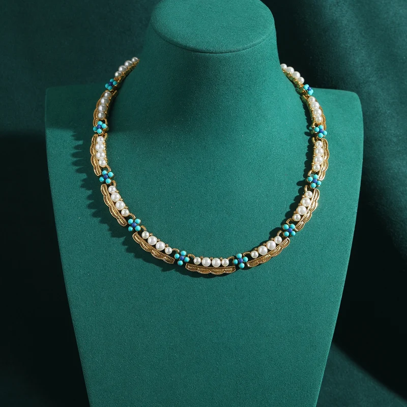Vintage Baroque Style Flower Wreath pearl necklace natural choker Antique Jewelry Collar Gold Color Fashion Accessories Women
Vintage Baroque Style Flower Wreath pearl necklace natural choker Antique Jewelry Collar Gold Color Fashion Accessories Women
