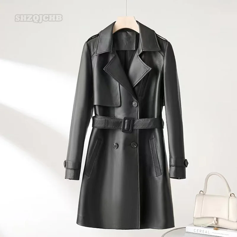 Autumn Women's Sheepskin Coat Leather Medium Long Belt Slim Trench Coat Sheepskin Casual Coat Women's Lapel Coat
Autumn Women's Sheepskin Coat Leather Medium Long Belt Slim Trench Coat Sheepskin Casual Coat Women's Lapel Coat