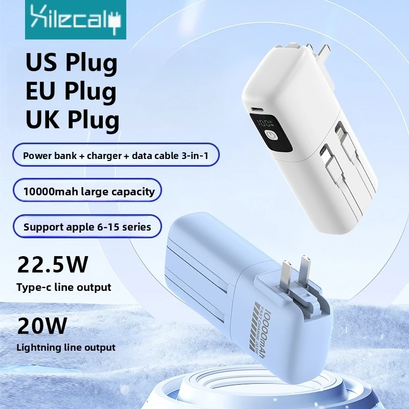 Xilecaly 22.5W With Plug Power Bank Charging 10000mAh Portable Powerbank For iphone Samsung built-in Cable EU/US/UK Plug Charger 
Xilecaly 22.5W With Plug Power Bank Charging 10000mAh Portable Powerbank For iphone Samsung built-in Cable EU/US/UK Plug Charger