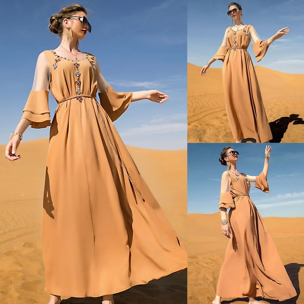 Ramadan Muslim Women Long Dress Elegant Dubai Islamic Abaya Turkey Middle East Kaftan Moroccan Turkey Jalabiya Luxury Party Gown
Ramadan Muslim Women Long Dress Elegant Dubai Islamic Abaya Turkey Middle East Kaftan Moroccan Turkey Jalabiya Luxury Party Gown