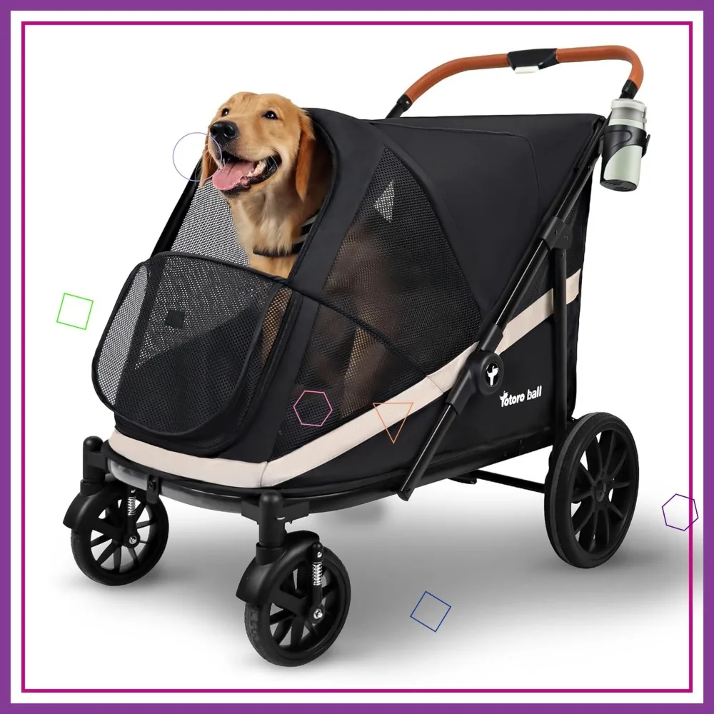 Large Dog Stroller, 4-Wheel Foldable for Pets Up to 80LBS, One-Click Folding, Black
Large Dog Stroller, 4-Wheel Foldable for Pets Up to 80LBS, One-Click Folding, Black