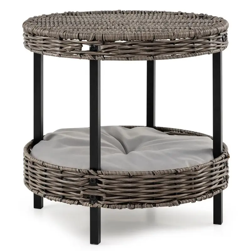 2-tier Rattan Cat Nest Wicker Kitten House Indoor and Outdoor Elevated Pet Shelter-Grey
2-tier Rattan Cat Nest Wicker Kitten House Indoor and Outdoor Elevated Pet Shelter-Grey
