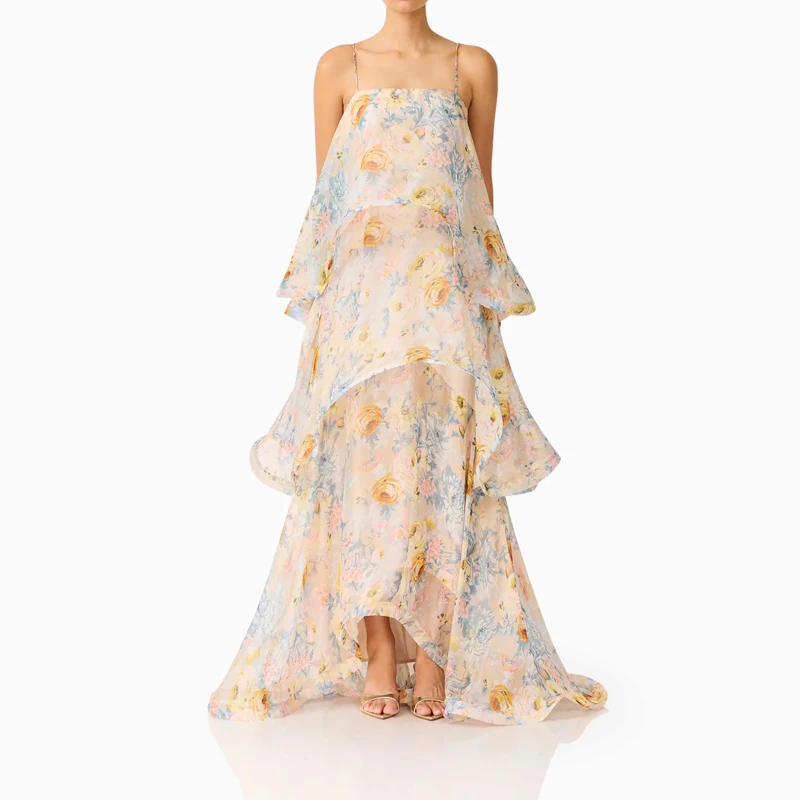 Temperament Floral Print Halter Ruffles Dress Elegant Sleeveless Backless Cake Dress Summer Sexy High Waist Vacation Maxi Dress
Temperament Floral Print Halter Ruffles Dress Elegant Sleeveless Backless Cake Dress Summer Sexy High Waist Vacation Maxi Dress