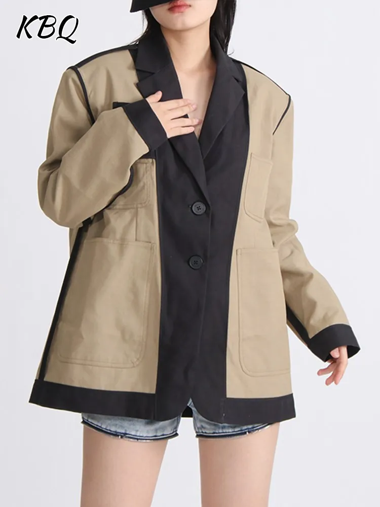 KBQ Patchwork Pocket Hit Color Blazer For Women Notched Collar Long Sleeve Single Breasted Loose Casual Blazers Female Clothes
KBQ Patchwork Pocket Hit Color Blazer For Women Notched Collar Long Sleeve Single Breasted Loose Casual Blazers Female Clothes