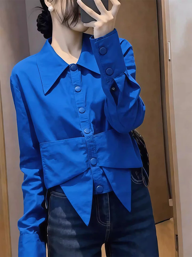 Blue Neck Shirt Women's plus Size Korean Style Casual Loose Fit Long Sleeve Spring New Fashion Ageless Versatile Top
Blue Neck Shirt Women's plus Size Korean Style Casual Loose Fit Long Sleeve Spring New Fashion Ageless Versatile Top