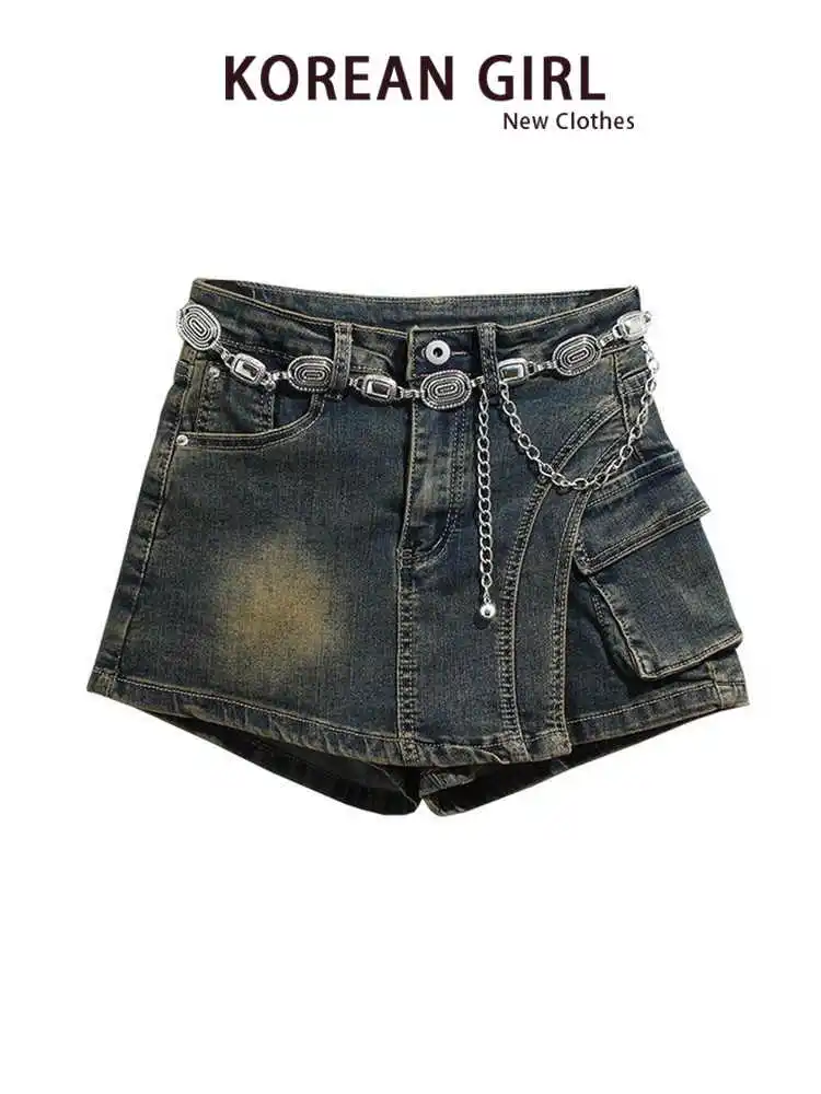 Women's American retro denim skirt with summer design sense, irregular mini shorts skirt, vintage spicy girl skirt, 2025
Women's American retro denim skirt with summer design sense, irregular mini shorts skirt, vintage spicy girl skirt, 2025