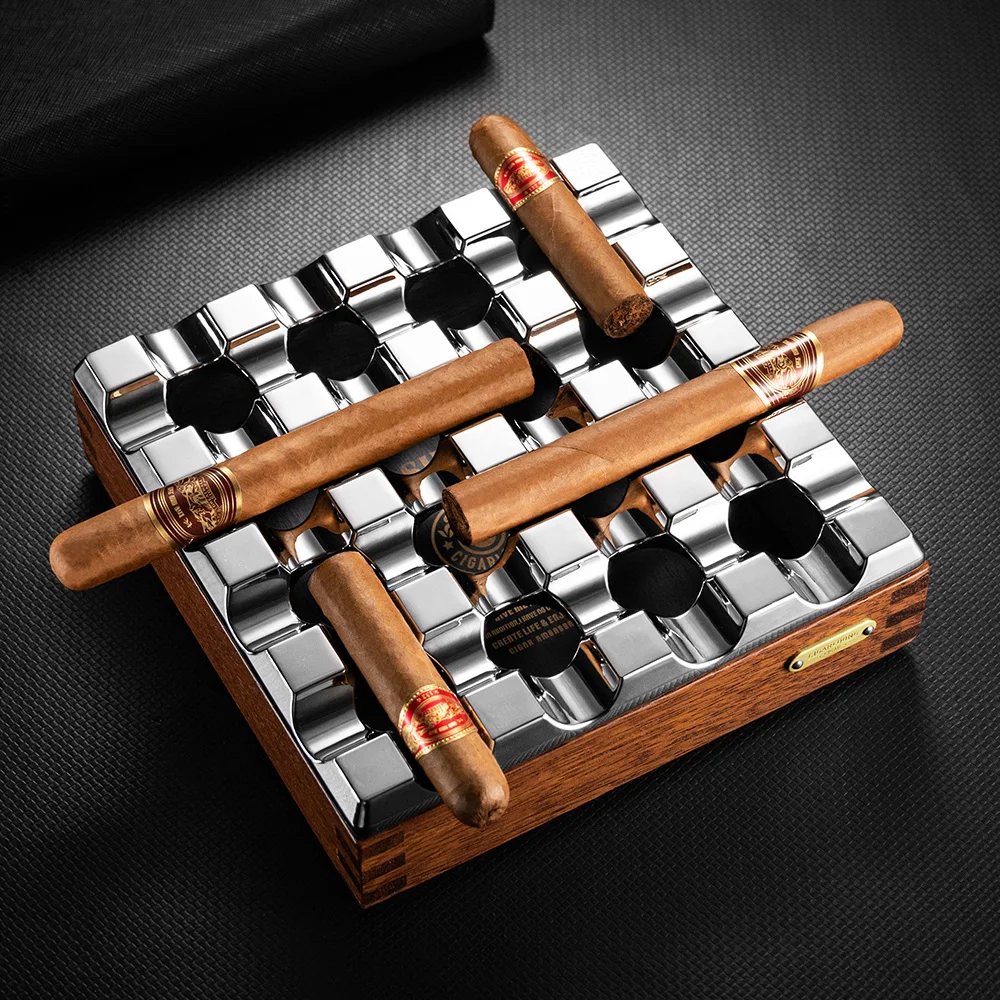 Aluminum Solid Wood Cigar Ashtray Large Diameter Multi-Grooves Smoke Extinguisher Unique Design CL-2020
Aluminum Solid Wood Cigar Ashtray Large Diameter Multi-Grooves Smoke Extinguisher Unique Design CL-2020
