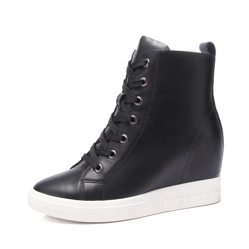 Genuine Leather Casual Shoes Women's Spring Hidden Wedges Sneakers Lace-Up Trainers High Top Flats Thick Bottom Platform Casual
Genuine Leather Casual Shoes Women's Spring Hidden Wedges Sneakers Lace-Up Trainers High Top Flats Thick Bottom Platform Casual