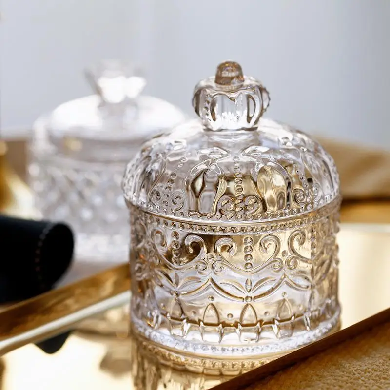 Retro Embossed Crystal Glass Storage Box Jewelry Organizer Sugar Pot Decorative Item for Children's Dining Utensils
Retro Embossed Crystal Glass Storage Box Jewelry Organizer Sugar Pot Decorative Item for Children's Dining Utensils