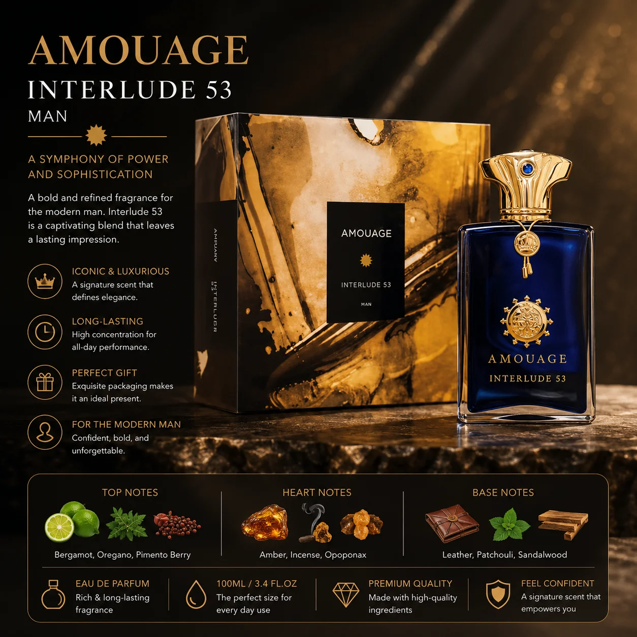 Interlude 53 Man Perfume Long Lasting Strong Woody Spicy Scent Luxury Blue Bottle Niche Fragrance Cologne for Him Gift
Interlude 53 Man Perfume Long Lasting Strong Woody Spicy Scent Luxury Blue Bottle Niche Fragrance Cologne for Him Gift