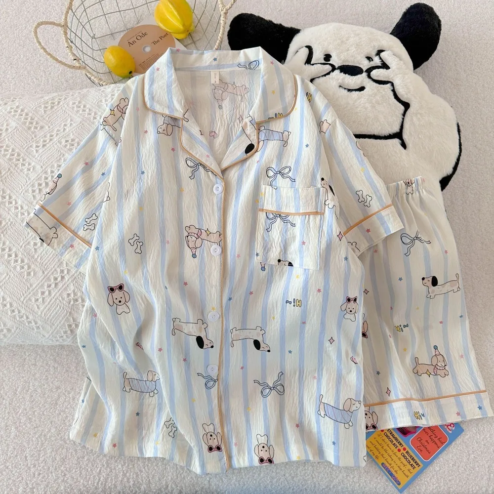 Хлопковый пижамный комплект Cloud, женские шорты с короткими рукавами и милым рисунком, повседневная одежда для дома, летний женский костюм, домашняя одежда
Хлопковый пижамный комплект Cloud, женские шорты с короткими рукавами и милым рисунком, повседневная одежда для дома, летний женский костюм, домашняя одежда