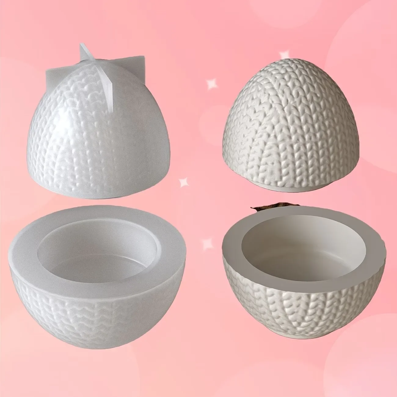 3D Knit Pattern Egg SiliconeMold,Woven Texture Storage Box Mould,DIY Resin Gypsum Candle Holder Container Mold for Home Ornament
3D Knit Pattern Egg SiliconeMold,Woven Texture Storage Box Mould,DIY Resin Gypsum Candle Holder Container Mold for Home Ornament