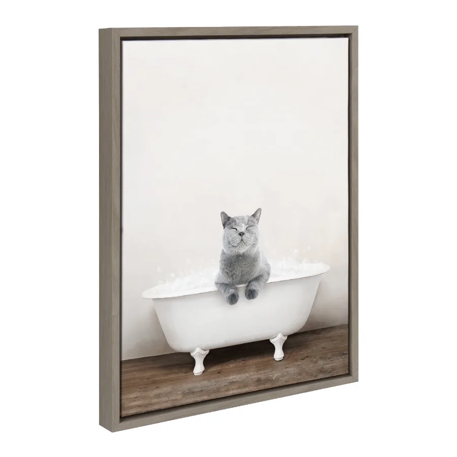 Sylvie Cat in Rustic Bath Framed Canvas Wall Art by Amy Peterson Art Studio 18x24 Gray Modern Fun Decorative Bathtub Wall Art f
Sylvie Cat in Rustic Bath Framed Canvas Wall Art by Amy Peterson Art Studio 18x24 Gray Modern Fun Decorative Bathtub Wall Art f