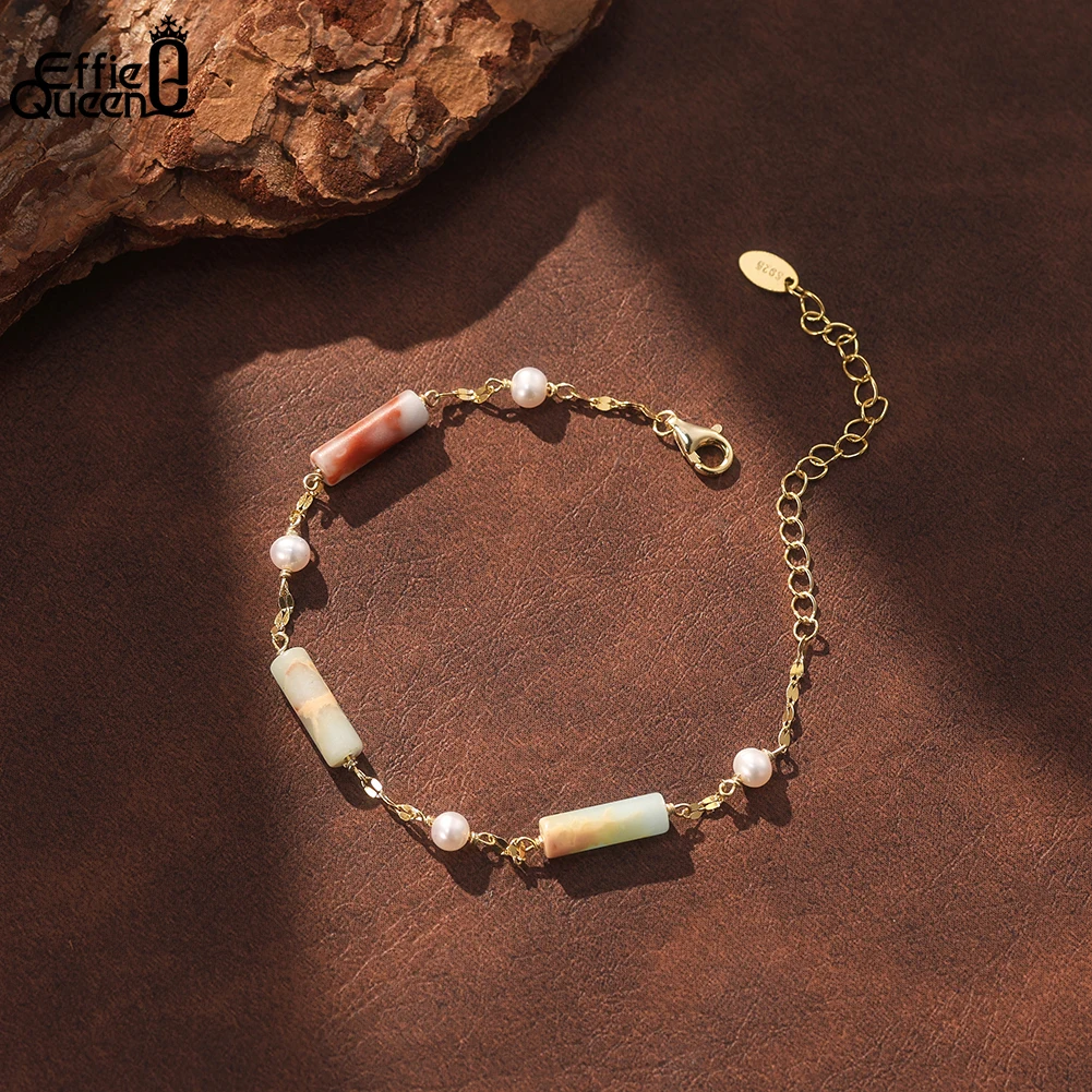 Effie Queen 925 Sterling Silver Dainty Natural Stone Shoushan Freshwater Pearl Bracelet Chain Women's Fashion Jewelry Gift MPB11
Effie Queen 925 Sterling Silver Dainty Natural Stone Shoushan Freshwater Pearl Bracelet Chain Women's Fashion Jewelry Gift MPB11