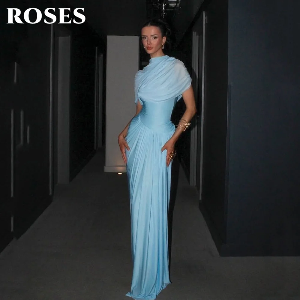 ROSES Blue Party Dresses High Neck Evening Dress Drape Sleeve Prom Gown Ruched فساتين مناسبة رسمية Customized
ROSES Blue Party Dresses High Neck Evening Dress Drape Sleeve Prom Gown Ruched فساتين مناسبة رسمية Customized