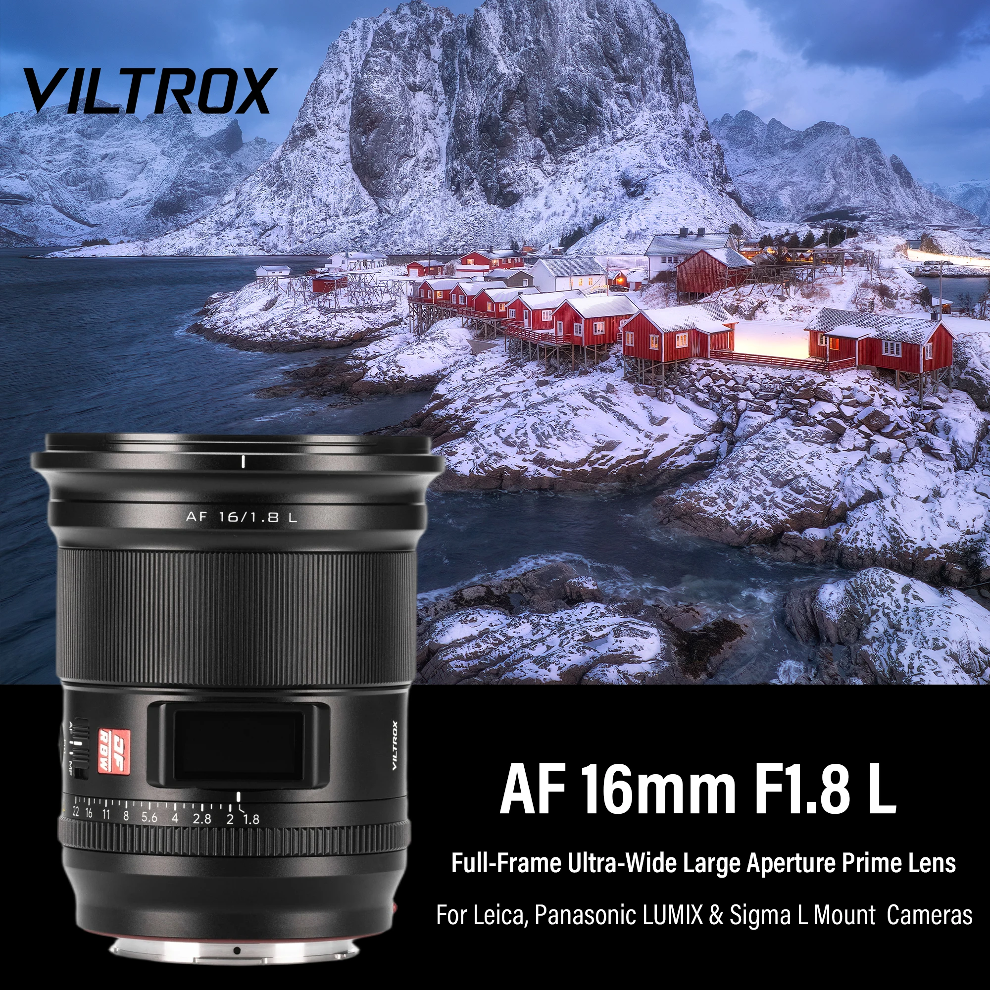 VILTROX AF 16mm F1.8 L Mount Full Frame Ultra Wide Angle Large Aperture Starry Sky Auto Focus Lens for Leica Panasonic Sigma
VILTROX AF 16mm F1.8 L Mount Full Frame Ultra Wide Angle Large Aperture Starry Sky Auto Focus Lens for Leica Panasonic Sigma